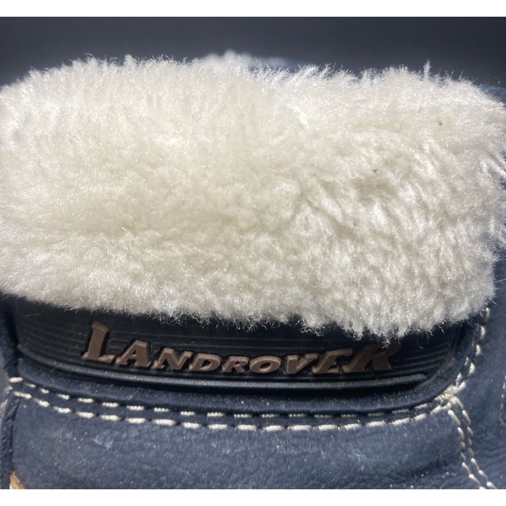 Landrover Blue Leather Ankle Boots Women's 38 Us 7.5 Faux Fur Padded Collar View 2